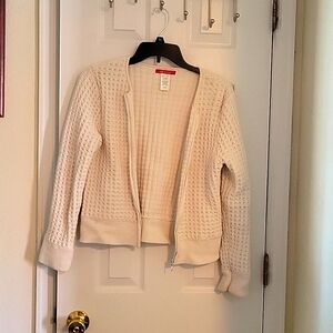 White Zip up Sweater Jacket